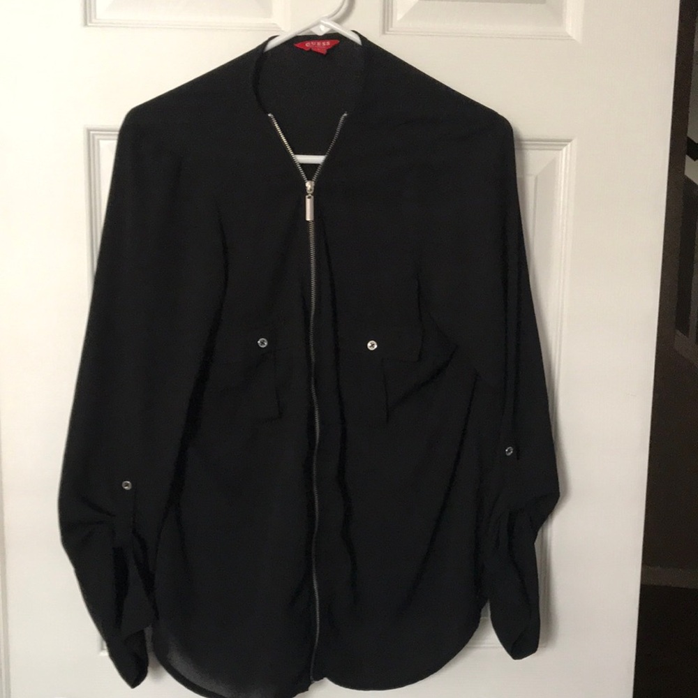 Guess Women’s Black Lightweight Zip Shirt Large